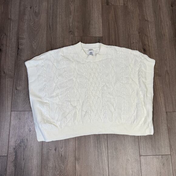 J.Crew Fisherman Cable-Knit Poncho Sweater Womens OS Cream Draped Relaxed Fit - Picture 4 of 7